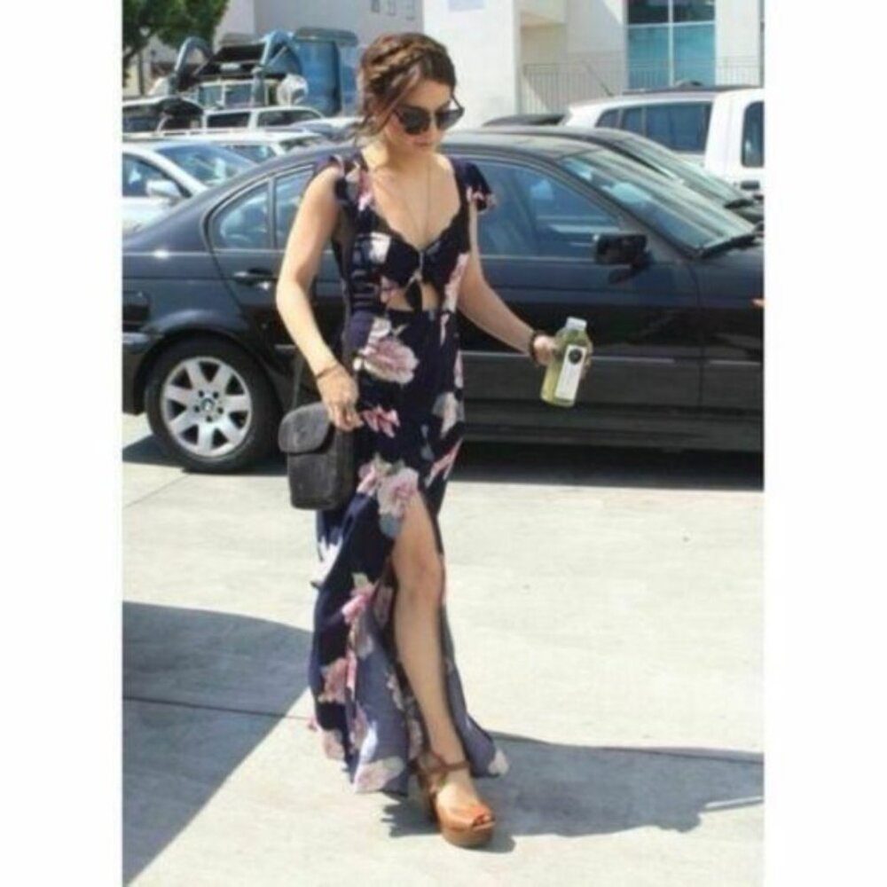 Reformation Reformed Floral Fauna Cutout Slit Maxi Dress S